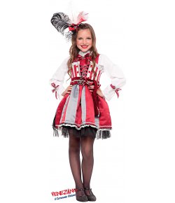 Costume di Carnevale Donna dell'800 7/10 Anni Vestito Travestimento Bambina  per Festa Taglia L